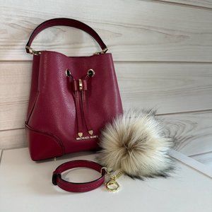 Michael Kors Mauve Handbag and Faux Mink Key Chain/Bag Charm